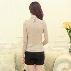 优雅蕾丝长袖上衣修身显瘦气质百搭，女装蕾丝衫/雪纺衫，依恋蒂丝