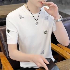 7386-P55 夏季休闲时尚短袖毛衣男打底衫欧货T恤潮牌针织衫图片