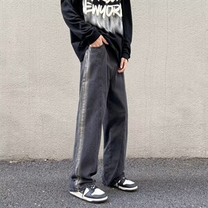 牛仔裤男秋季潮大码休闲裤子高街N8009P38图片