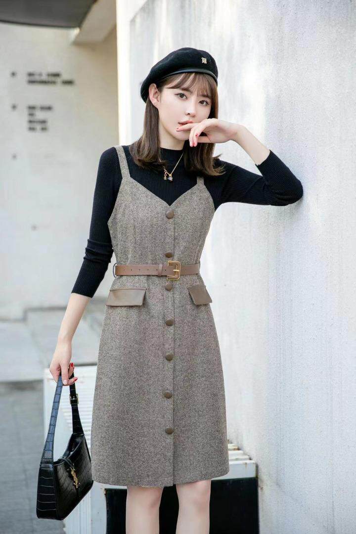 [现货]秋冬款两件套连衣裙，两色，三个尺码，女装连衣裙，依柏璐