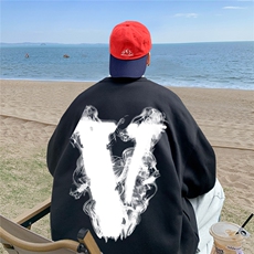 ！秋季重磅宽松大码港风烟雾v印花圆领卫衣WY132-特p28，男装卫衣，星座508（原C305）
