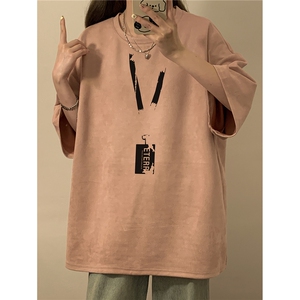 中性2026夏装麂皮绒半袖上衣男女情侣夏季大码宽松短袖T恤S315P28图片