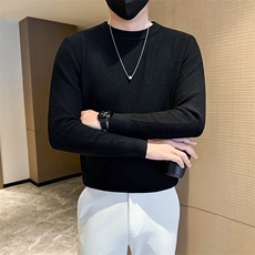 秋冬纯色圆领套头针织打底衫店主社会小伙痞帅301A-1/M97/P48，男装T恤，星座301A-1