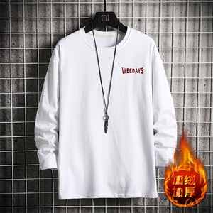 TX3113-P25加绒-P35纯长袖t恤男大码圆领打底衫体恤上衣服