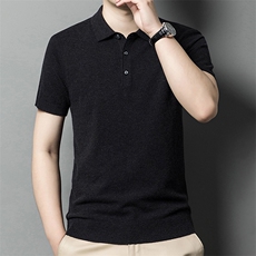 2025年秋季套头青春流行时尚都市短袖衬衫领12针T恤半袖，男装羊毛衫，犀桦羊绒