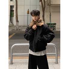 【有货】S476CC-特P98毛领工装棉服男加厚短款飞行夹克外套，男装夹克，星座1007（原301D）