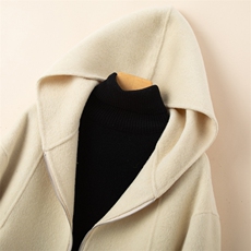 拉链连帽大衣2025年秋冬季新款女士羊毛双面呢大衣，女装双面呢大衣，优远毛呢大衣