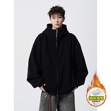 480G重磅加绒硬挺boxy男女秋冬美式高街结构高领卫衣开衫厚外套，女装短外套，电商A486