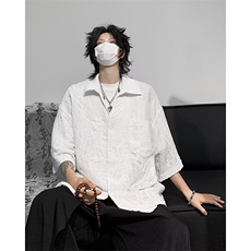衬衫短袖男士夏季2024新款提花面料短衬衫JD22P38，男装衬衫，星座1116-2