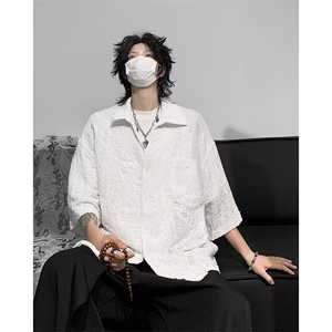 衬衫短袖男士夏季2024新款提花面料短衬衫  JD22 P38图片