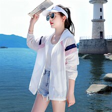 奥特莱斯大牌折扣撤柜清仓拼色防晒衣女刺绣防晒服轻薄开衫外套夏，女装防晒衣，浙宝281