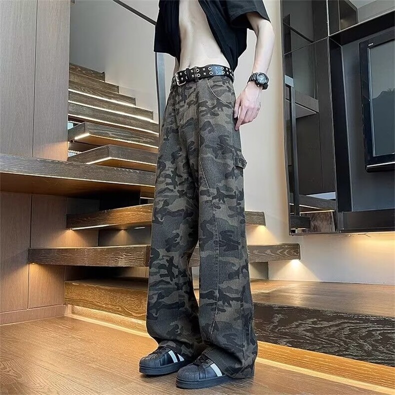 AK2125-P50港风夏季新款牛仔裤嘻哈ins潮高街潮流痞帅长裤，女装休闲裤，星座617A-2