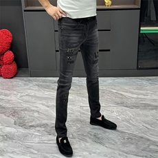 男士时尚高级感欧货潮牌轻奢烫钻印花小脚裤S895P49，男装休闲裤，星座1112-1