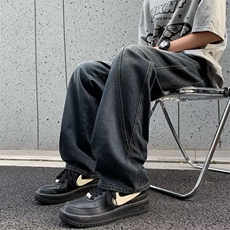 美式高街水洗解构款牛仔裤男潮牌痞帅宽松长裤直筒百搭阔腿裤，男装牛仔裤，星座218-1（原230）