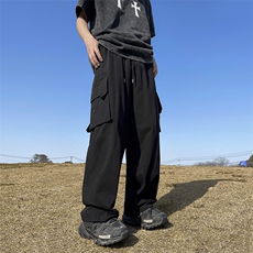 美式高街阔腿工装裤男春季新款复古休闲长裤宽松束脚裤K6382-P40，男装休闲裤，星座512-3