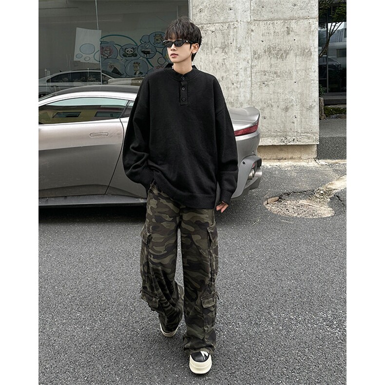 日系vintage毛衣男ins慵懒风bf复古套头纽扣针织衫MY0117-P58,男装针织衫/毛衣,星座308B-2