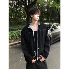 美式复古格纹工装夹克男女春秋cleanfit百搭宽松立领工装外套潮流，男装夹克，四季星座505