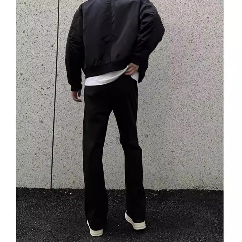 1506/QA210/P43秋冬直筒微喇裤子高级休闲情侣黑色垂感西裤男,男装西裤,星座1506