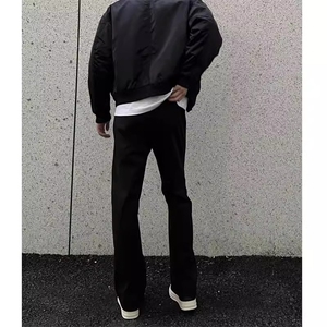 1506/QA210/P43秋冬直筒微喇裤子高级休闲情侣黑色垂感西裤男图片
