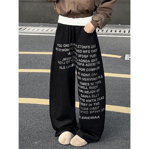 KZ19-P45   华棉棉65涤纶35复合320g加绒秋冬弯刀裤情侣卫裤字母图片
