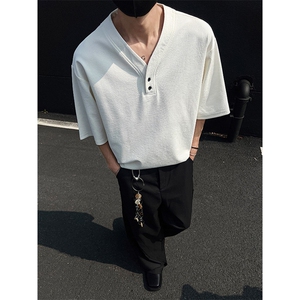 现货 夏新男高品质大码宽松短袖T恤V领打底衫 513DT3536P33图片