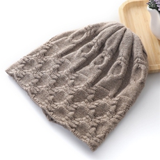 羊毛帽子女士秋冬季编织针织帽保暖洋气毛线帽显脸小卷边堆堆帽，帽子，九月九羊绒