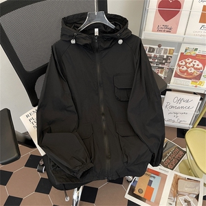 夏款男连帽防晒衣工装大口袋纯色宽松夹克外套FS147 P50图片
