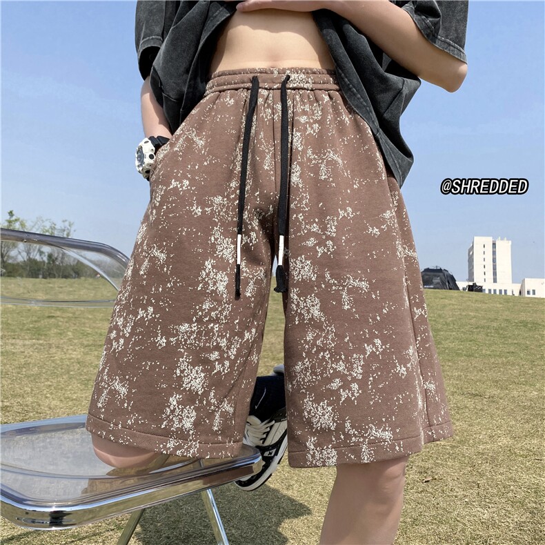 抖音品质ins满印透气短裤宽松休闲五分裤B315-K23246-p45控58,男装休闲裤,电商B315