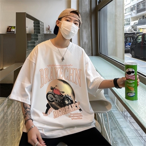 B239-1201-P28 欧美式 摩托机车创意印花 夏季高克重半袖 短袖t恤图片