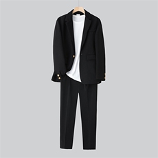 新款男士秋季宽松休闲港风西服套装衣服+裤子整套西装XZ809-P150，男装西服套装，星座505-3