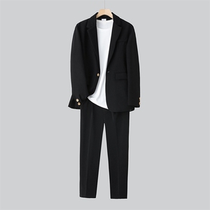 新款男士秋季宽松休闲港风西服套装衣服+裤子整套西装 XZ809-P150图片