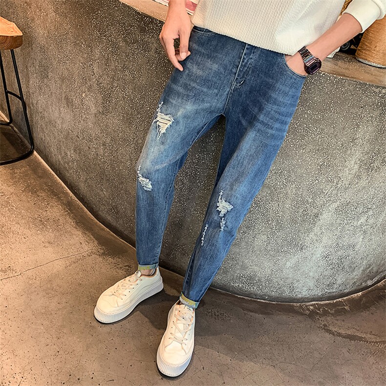 牛仔裤男士ins潮牌修身小脚男士韩版潮流百搭C208-6785-P48控69.9,男装牛仔裤,电商C208