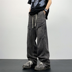 夏季高街宽松直筒工装裤2024新款美式复古牛仔裤男现货K7991-P46，男装牛仔裤，星座512-3