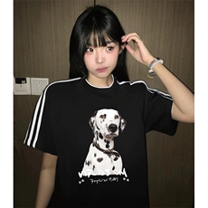 抖音得物高品质二开240克宽松纯棉美式潮牌三条杠织带短袖T恤，男装T恤，电商A486