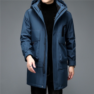 2023冬季新款羽绒服长款男式白鸭绒中老年商务男装ALXB8998-P365图片