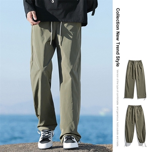 24春季宽松束脚长裤户外运动防水直筒冲锋裤潮-海景-5067-P30军绿图片