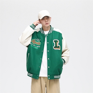 港风上衣夹克宽松落肩拼色棒球服外套 JK710-P65图片