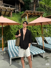 老钱风立领亚麻衬衫男士夏季痞帅慵懒松弛感休闲度假防晒衬衣937，男装防晒衣，星座710