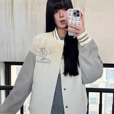 美式高街字母拼接印花棒球外套撞色男女飞行宽松夹克上衣情侣潮牌，男装夹克，星座1210-1