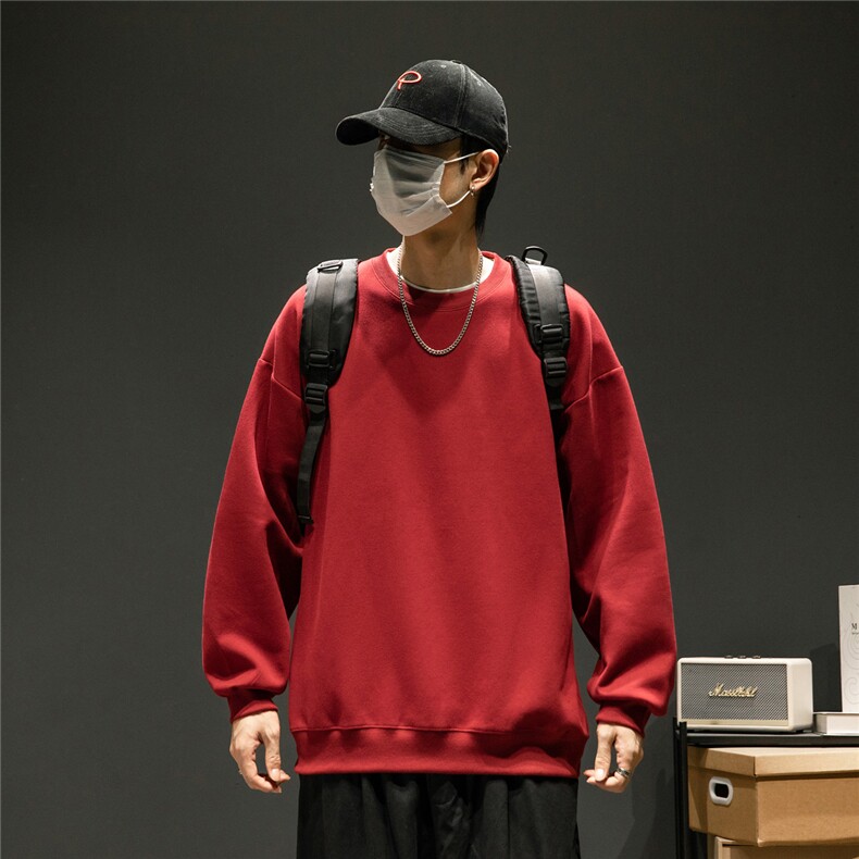 港风大码330克重磅华棉复合圆领纯色休闲卫衣-W4252-P30【特价】,男装卫衣,电商A007