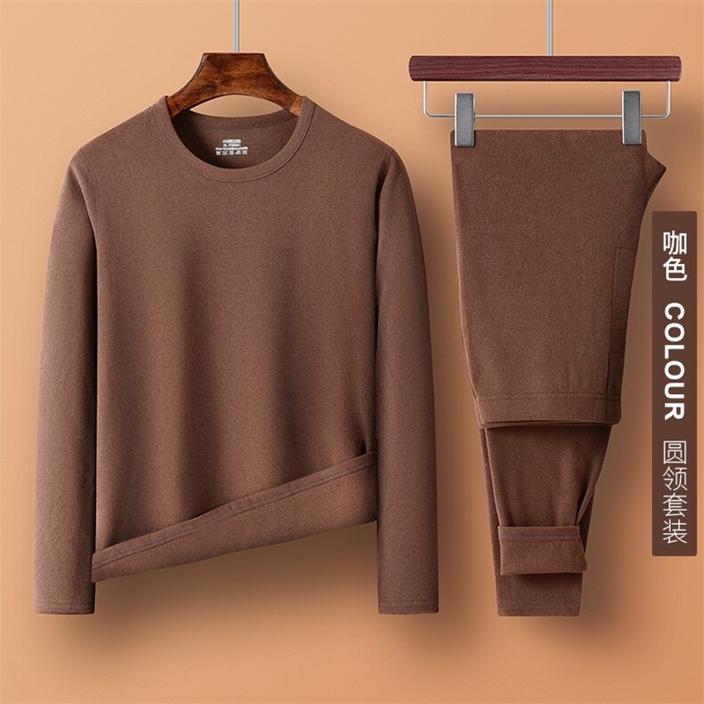 冬双面德绒男士保暖内衣套装园领自发热防寒打底秋衣秋裤DR02P40，男装T恤，星座1013-5