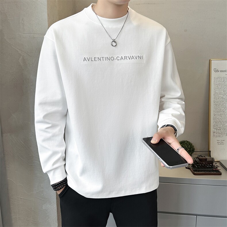 秋季卫衣男士2025新款圆领套头长袖打底衫上衣服A313-5803-P78,男装T恤,电商A313