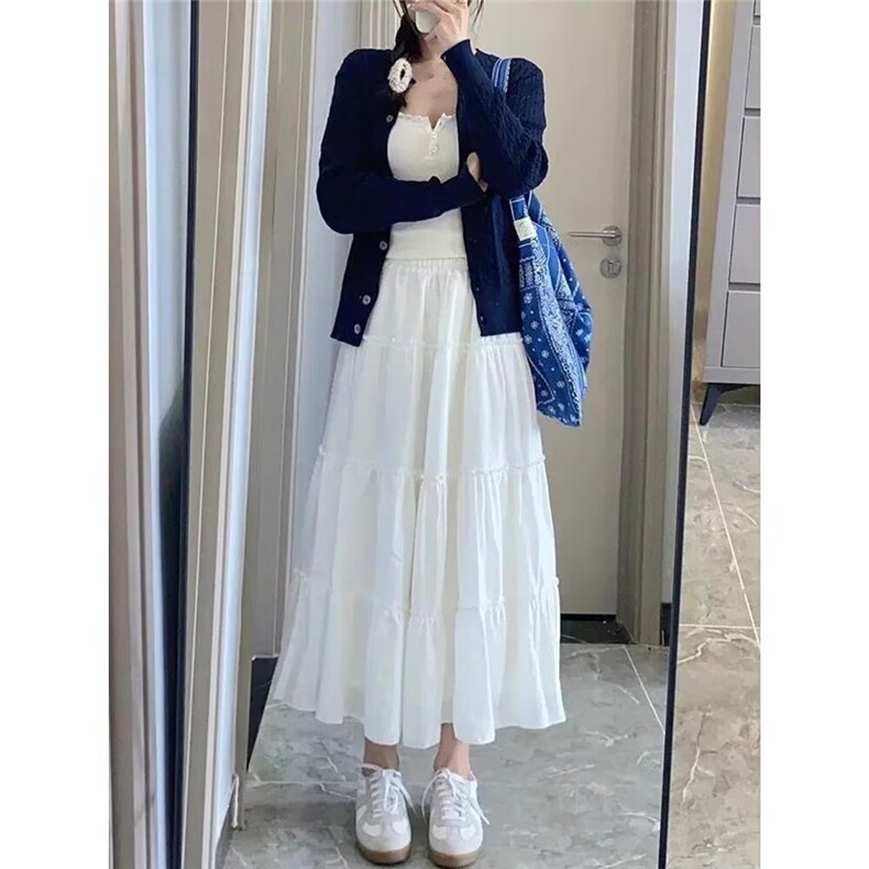 褶皱半身裙女垂感2025夏季新款a字蛋糕裙高级感蓬蓬裙中长款流行,女装半身裙,星座1210-1