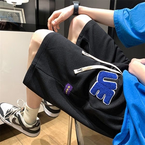 2025夏季新款UE绣标五分裤男华夫格休闲中裤运动短裤 K1073-P26图片