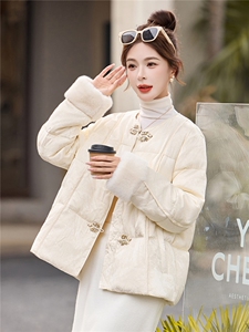 新中式羽绒服女冬季2025新款高级感气质减龄百搭毛绒拼接外套图片