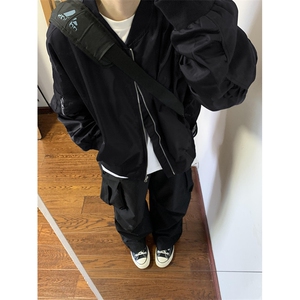 秋冬飞行服外套棒球领夹克男青年宽松朋克情侣潮外套 W33图片