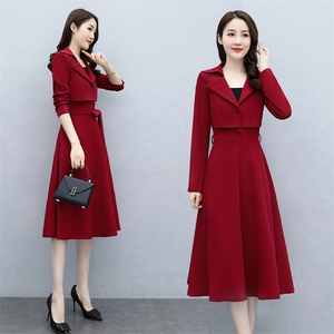 连衣裙通勤圆领高腰韩版A字裙2025年春秋季短袖中长款,女装连衣裙,伊航服饰