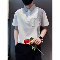 流行翻领短袖polo衫男休闲百搭青年t恤夏季男士带领半袖T04，男装T恤，星座1116A-2（原606A-1）