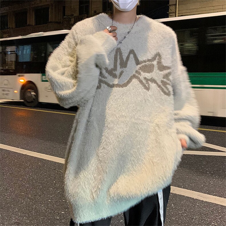 秋冬季美式街头设计感圆领针织衫男潮慵懒风毛衣外套M1618-P56，男装针织衫/毛衣，星座512-4