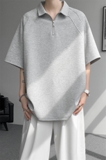 8XL-M半拉链t恤短袖POLO衫男款夏季美式翻领宽松大码半袖DT008P45，男装T恤，电商B312